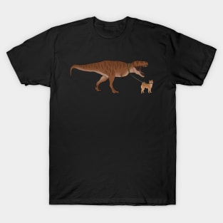 Funny Shiba Inu Dog walking T Rex Dinosaur T-Shirt